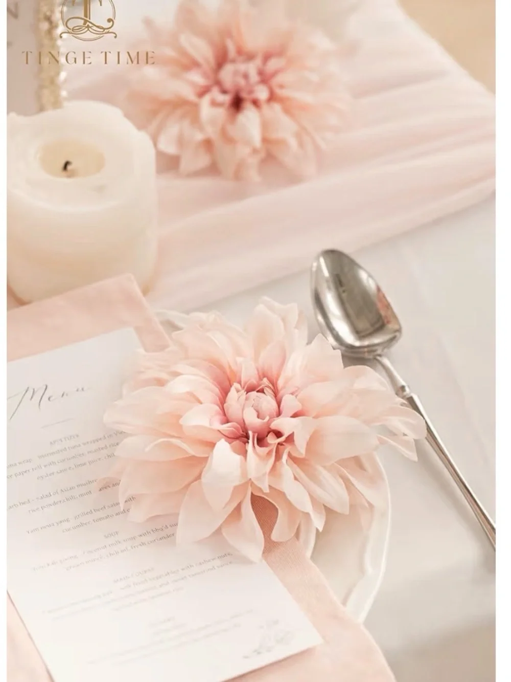 Bouquet of 10 Blush Pink Realistic Dahlia Flowers